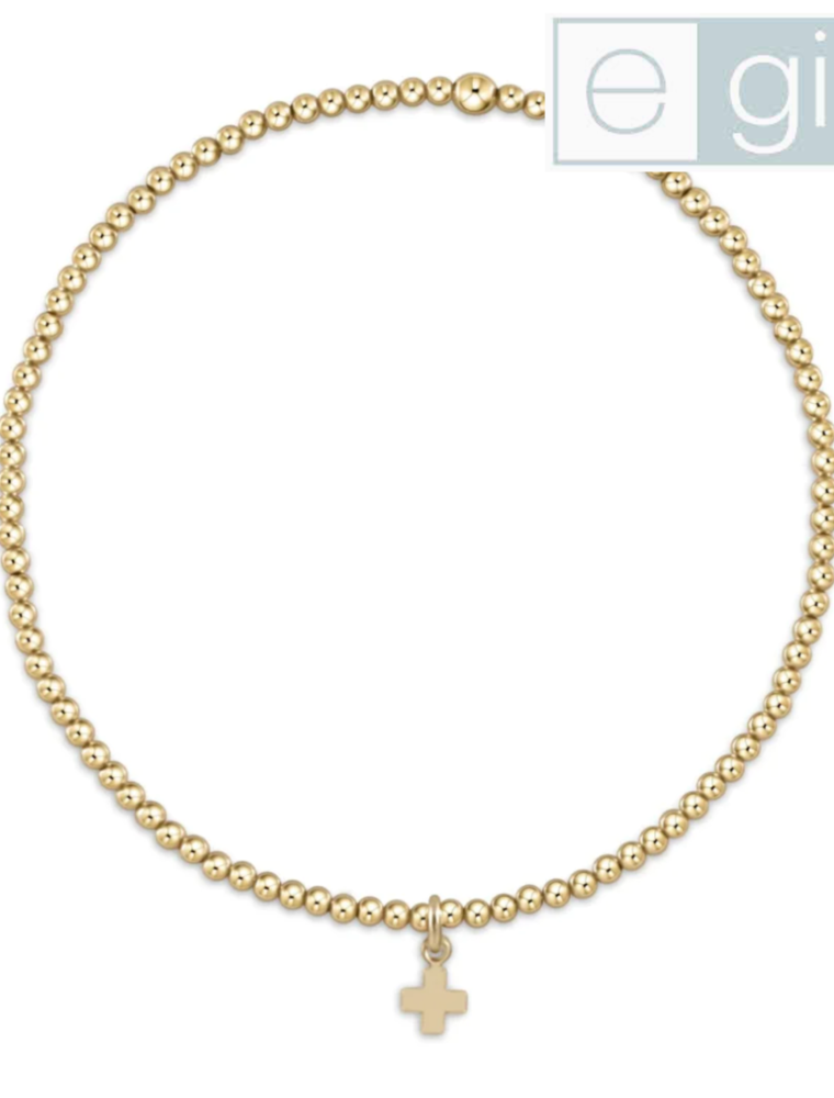 ENEWTON DESIGN eGirl Classic Gold 2mm Bead Bracelet - Signature Cross Small Gold Charm