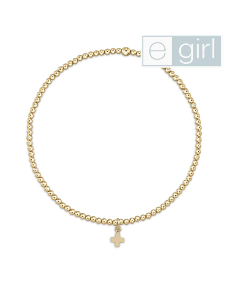 ENEWTON DESIGN eGirl Classic Gold 2mm Bead Bracelet - Signature Cross Small Gold Charm