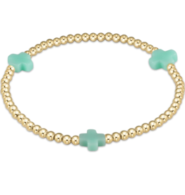 ENEWTON DESIGN Signature Cross Gold Pattern 3mm Bead Bracelet - Mint