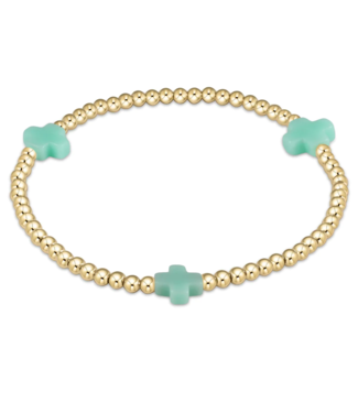 ENEWTON DESIGN Signature Cross Gold Pattern 3mm Bead Bracelet - Mint