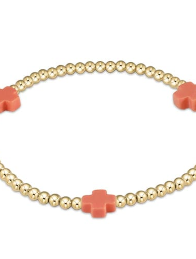 ENEWTON DESIGN Signature Cross Gold Pattern 3mm Bead Bracelet - Coral