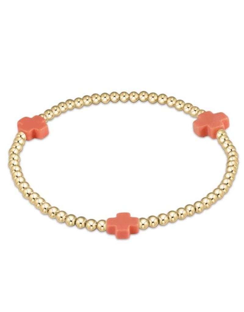 ENEWTON DESIGN Signature Cross Gold Pattern 3mm Bead Bracelet - Coral
