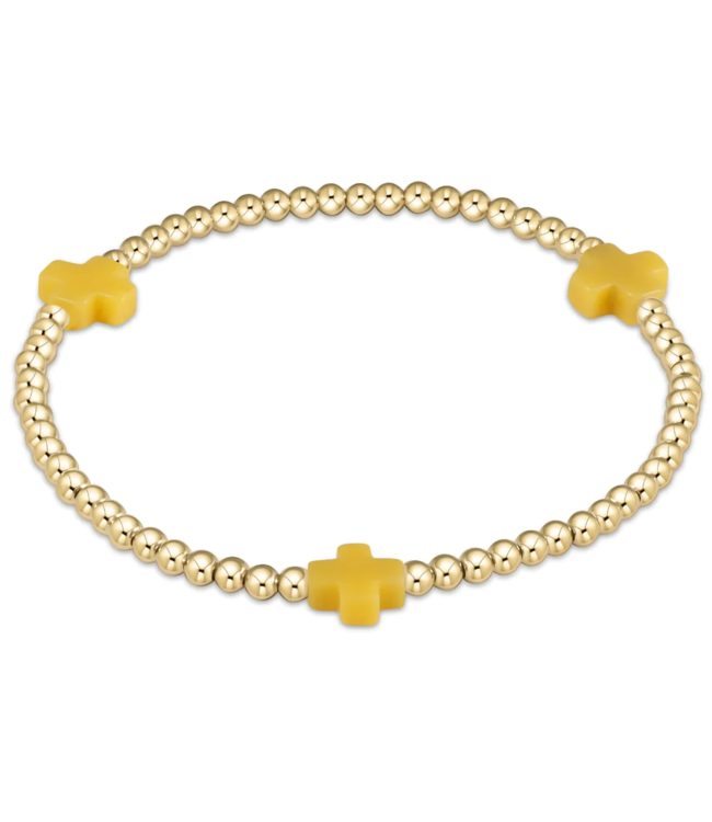Signature Cross Gold Pattern 3mm Bead Bracelet - Canary