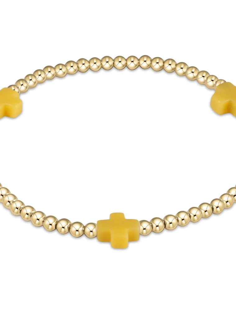 ENEWTON DESIGN Signature Cross Gold Pattern 3mm Bead Bracelet - Canary