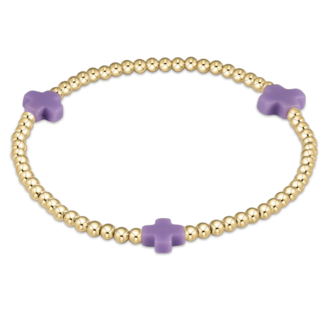 ENEWTON DESIGN Signature Cross Gold Pattern 3mm Bead Bracelet - Purple