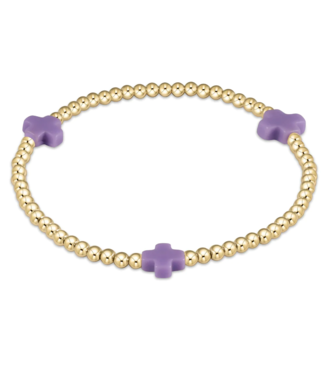 ENEWTON DESIGN Signature Cross Gold Pattern 3mm Bead Bracelet - Purple