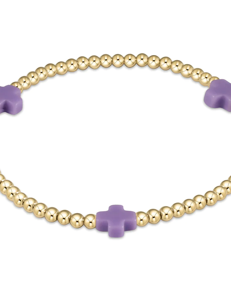 ENEWTON DESIGN Signature Cross Gold Pattern 3mm Bead Bracelet - Purple