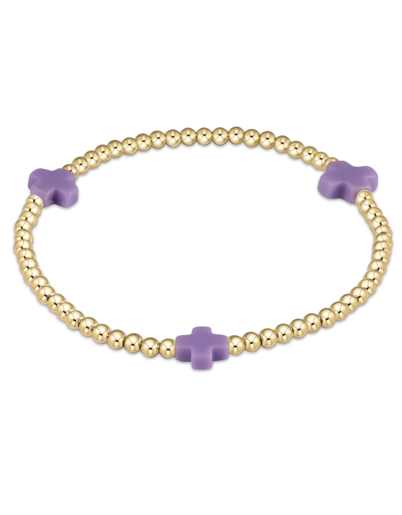 ENEWTON DESIGN Signature Cross Gold Pattern 3mm Bead Bracelet - Purple