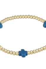ENEWTON DESIGN Signature Cross Gold Pattern 3mm Bead Bracelet - Cobalt
