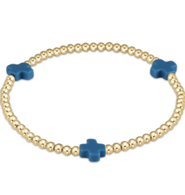 ENEWTON DESIGN Signature Cross Gold Pattern 3mm Bead Bracelet - Cobalt