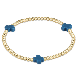 ENEWTON DESIGN Signature Cross Gold Pattern 3mm Bead Bracelet - Cobalt