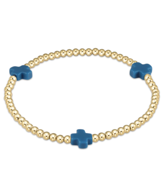 ENEWTON DESIGN Signature Cross Gold Pattern 3mm Bead Bracelet - Cobalt