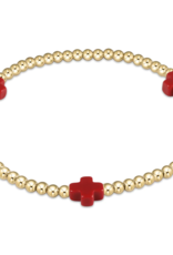 ENEWTON DESIGN Signature Cross Gold Pattern 3mm Bead Bracelet - Red