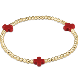 ENEWTON DESIGN Signature Cross Gold Pattern 3mm Bead Bracelet - Red