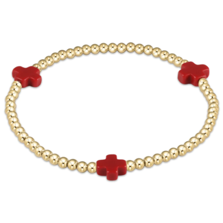 ENEWTON DESIGN Signature Cross Gold Pattern 3mm Bead Bracelet - Red