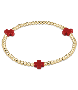ENEWTON DESIGN Signature Cross Gold Pattern 3mm Bead Bracelet - Red