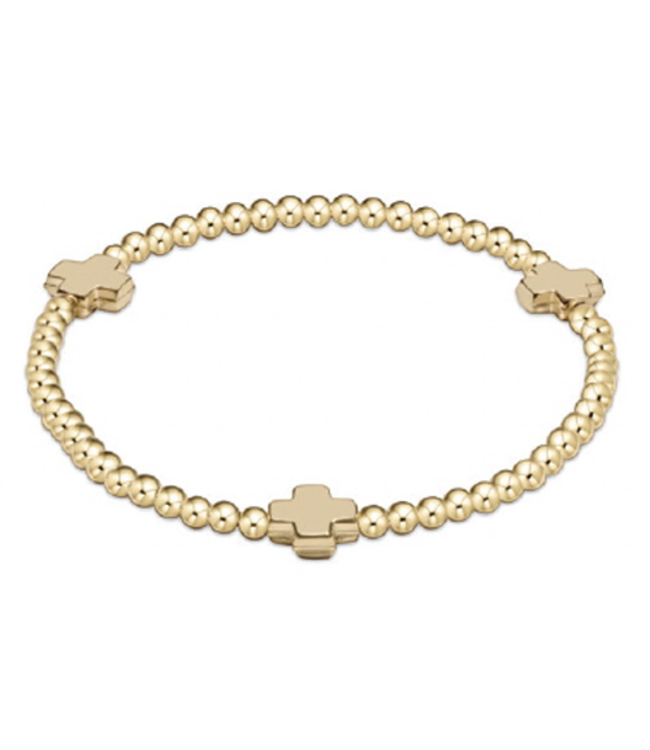 Signature Cross Gold Pattern 3mm Bead Bracelet - Gold