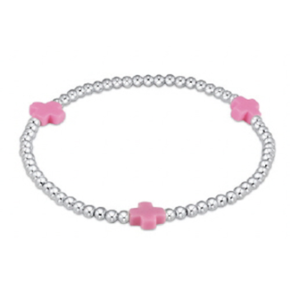 ENEWTON DESIGN Signature Cross Sterling Silver Pattern 3mm Bead Bracelet - Bright Pink