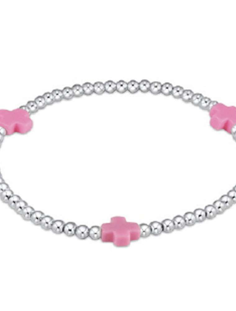 ENEWTON DESIGN Signature Cross Sterling Silver Pattern 3mm Bead Bracelet - Bright Pink