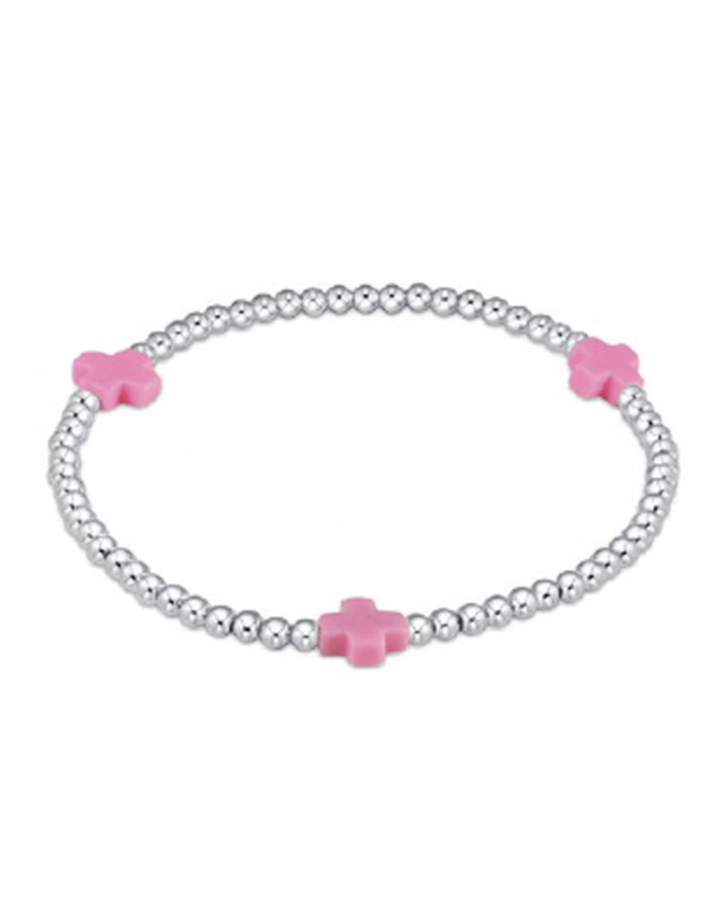 ENEWTON DESIGN Signature Cross Sterling Silver Pattern 3mm Bead Bracelet - Bright Pink