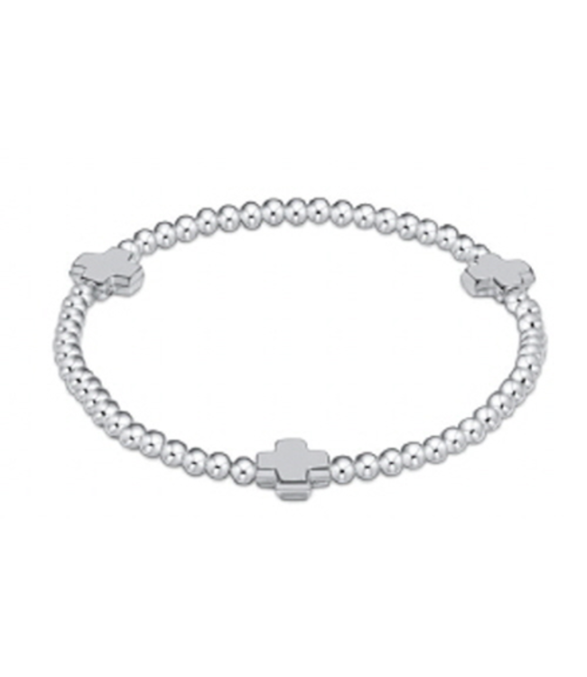 Signature Cross Sterling Silver Pattern 3mm Bead Bracelet - Silver