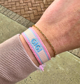 Gigi Embroidered Tassel Bracelet - Candy Crush/Light Blue
