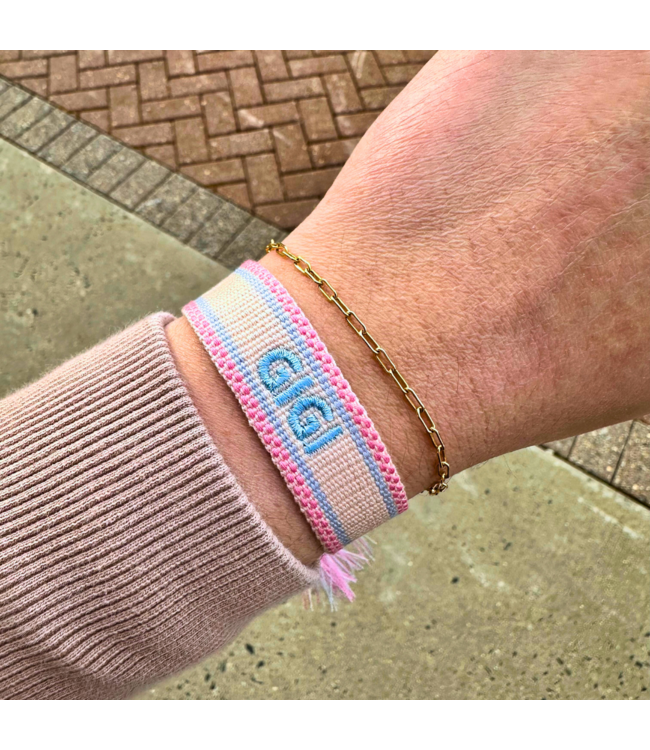 Gigi Embroidered Tassel Bracelet - Candy Crush/Light Blue