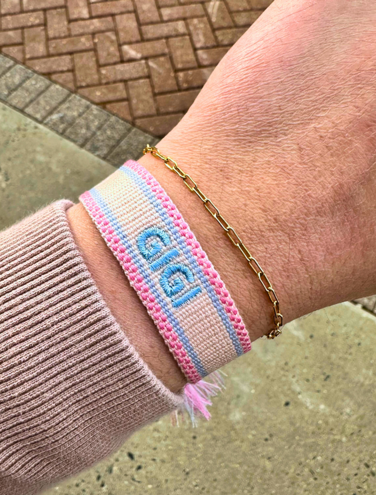 Gigi Embroidered Tassel Bracelet - Candy Crush/Light Blue