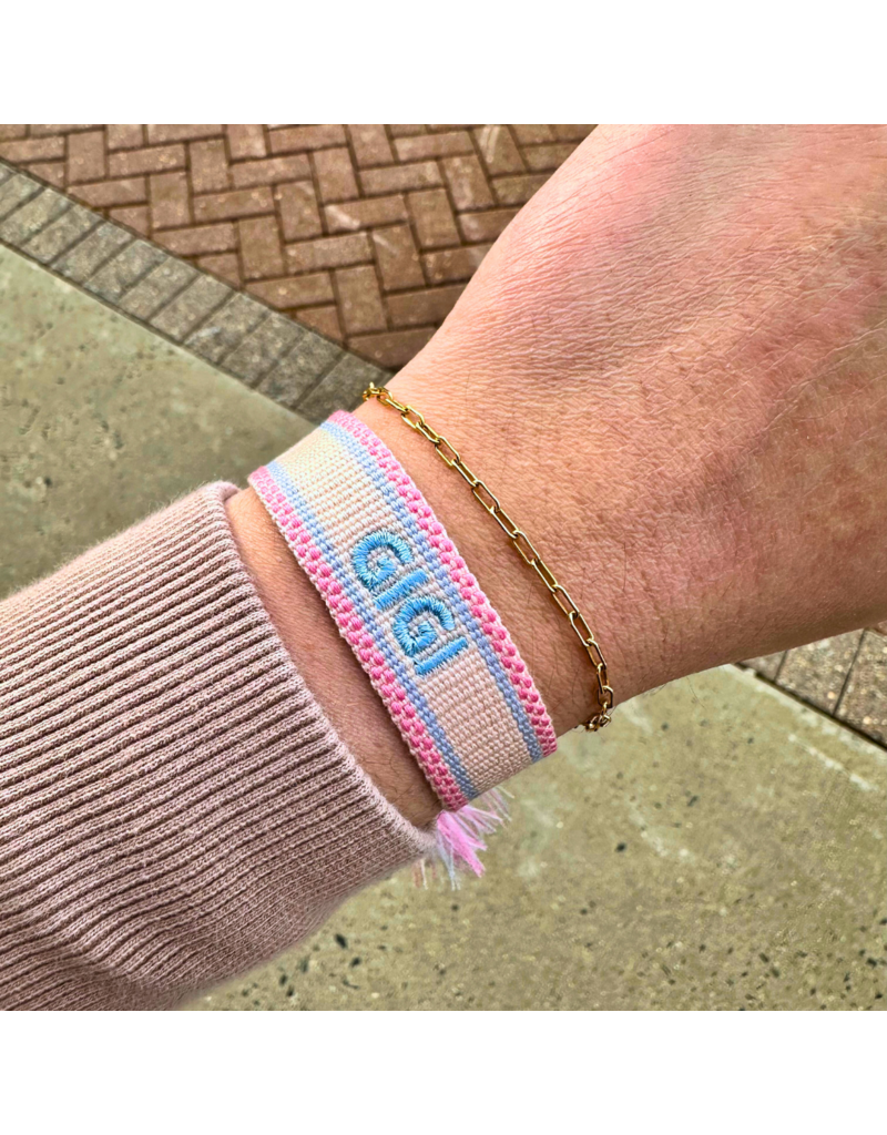 Gigi Embroidered Tassel Bracelet - Candy Crush/Light Blue