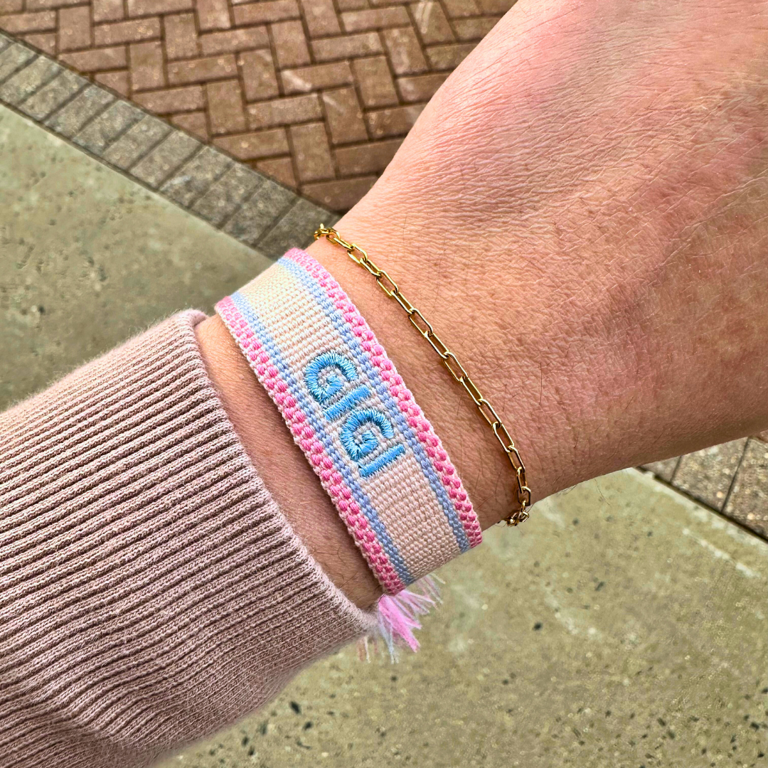 Gigi Embroidered Tassel Bracelet - Candy Crush/Light Blue