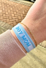Boy Mom Embroidered Tassel Bracelet - Powder Blue/Steel Blue Boy Mom Embroidered Tassel Bracelet - Powder Blue/Steel Blue