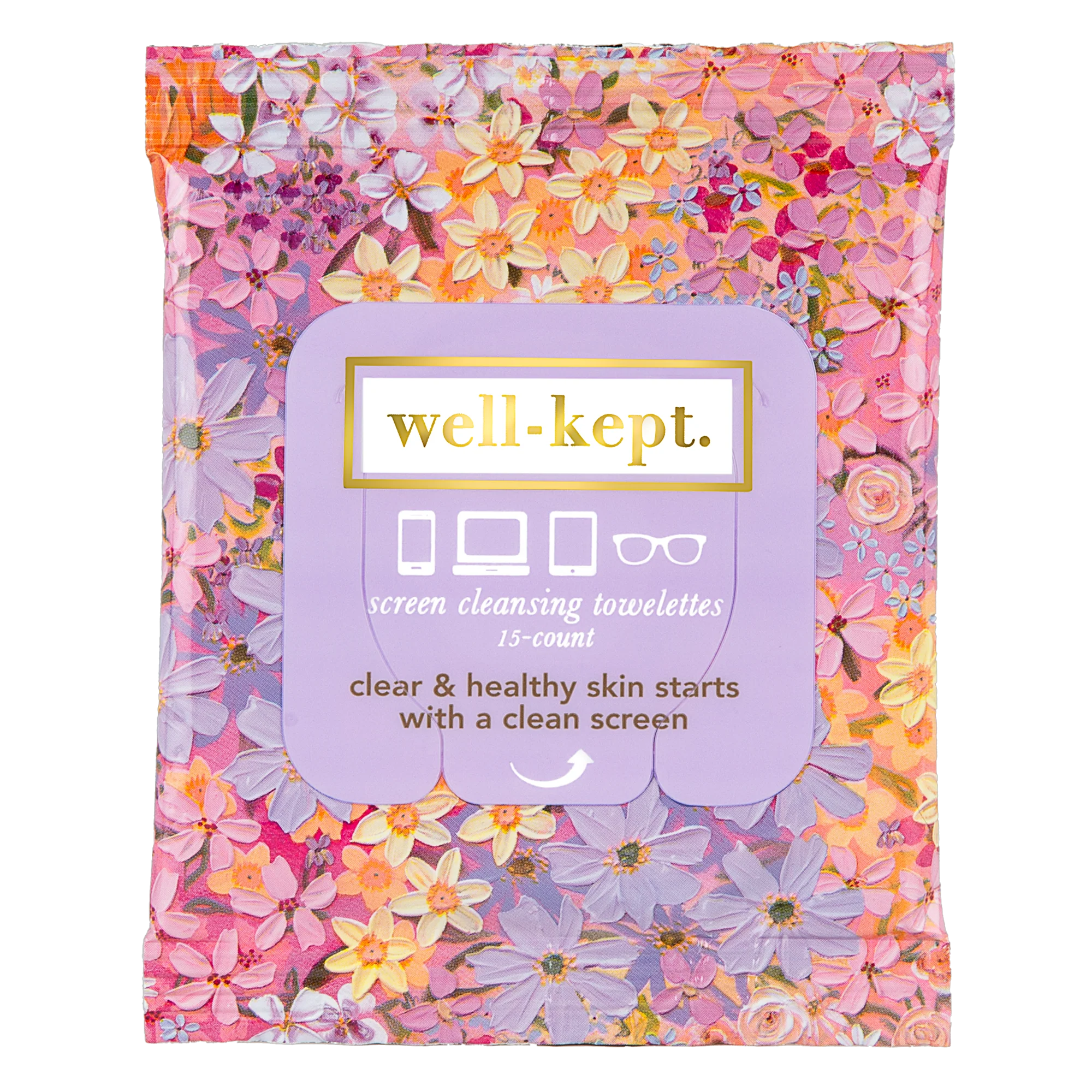 WELL KEPT Screen Cleansing Towelettes in Flower Power