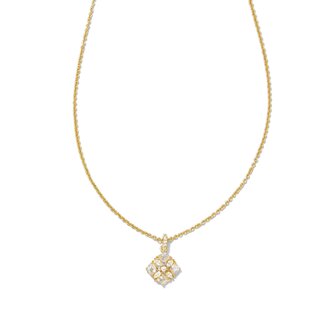 KENDRA SCOTT DESIGN Dira Gold Crystal Short Pendant Necklace in White Crystal