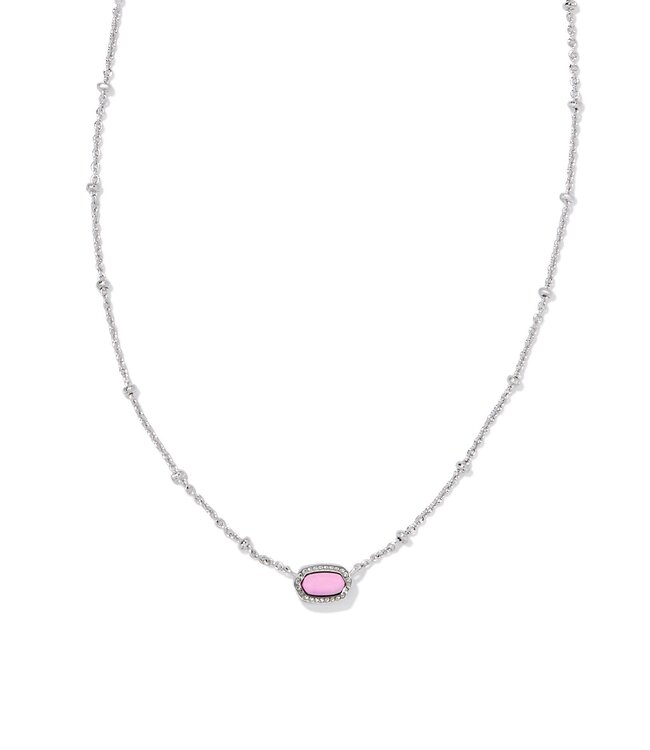 Mini Elisa Silver Satellite Short Pendant Necklace in Fuchsia Magnesite