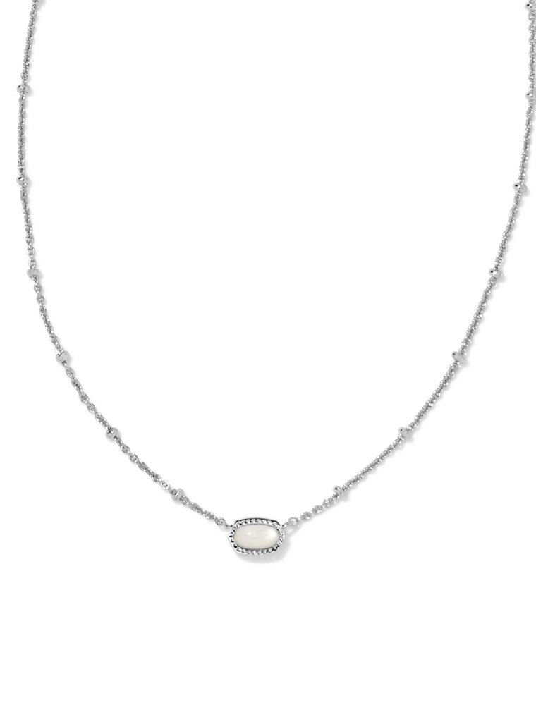 KENDRA SCOTT DESIGN Mini Elisa Silver Satellite Short Pendant Necklace in Ivory Mother-of-Pearl