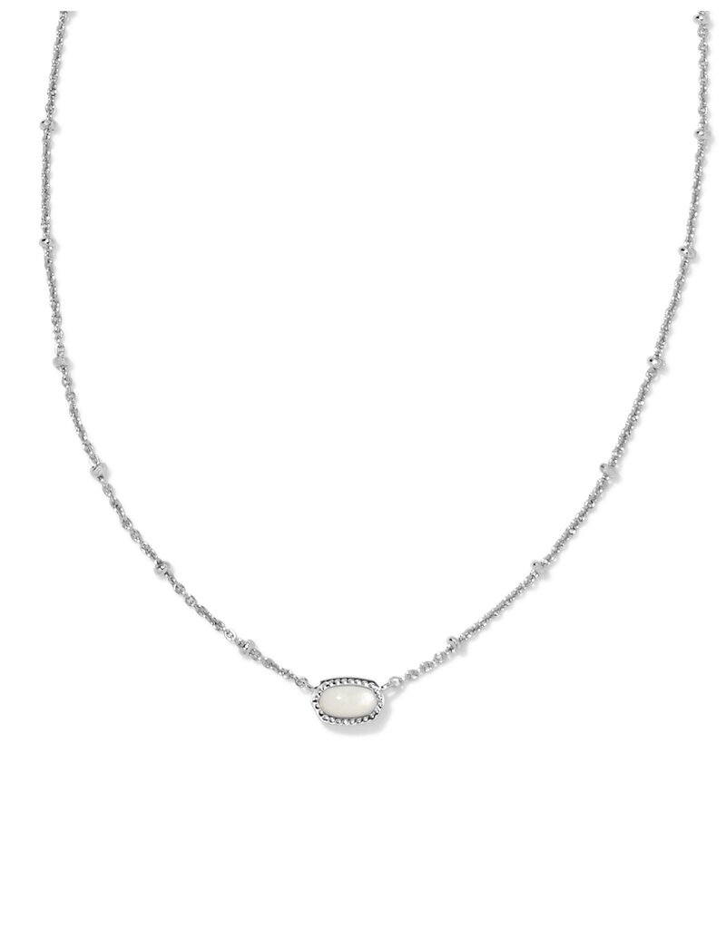 KENDRA SCOTT DESIGN Mini Elisa Silver Satellite Short Pendant Necklace in Ivory Mother-of-Pearl