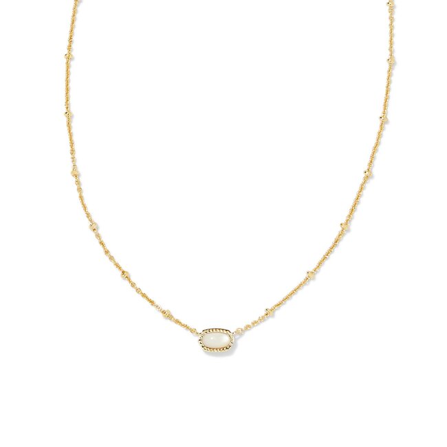 Mini Elisa Gold Satellite Short Pendant Necklace in Ivory Mother-of-Pearl