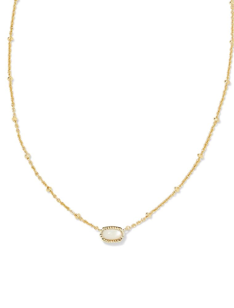KENDRA SCOTT DESIGN Mini Elisa Gold Satellite Short Pendant Necklace in Ivory Mother-of-Pearl