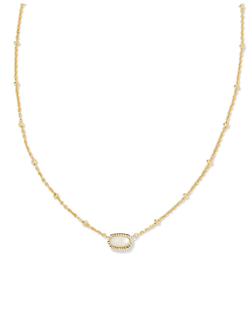 KENDRA SCOTT DESIGN Mini Elisa Gold Satellite Short Pendant Necklace in Ivory Mother-of-Pearl
