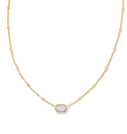 KENDRA SCOTT DESIGN Mini Elisa Gold Satellite Short Pendant Necklace in Pink Opalite Crystal