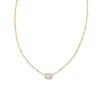 KENDRA SCOTT DESIGN Mini Elisa Gold Satellite Short Pendant Necklace in Pink Opalite Crystal