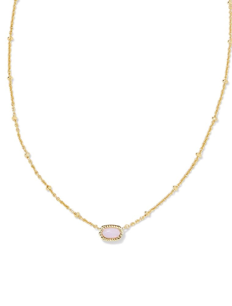 KENDRA SCOTT DESIGN Mini Elisa Gold Satellite Short Pendant Necklace in Pink Opalite Crystal