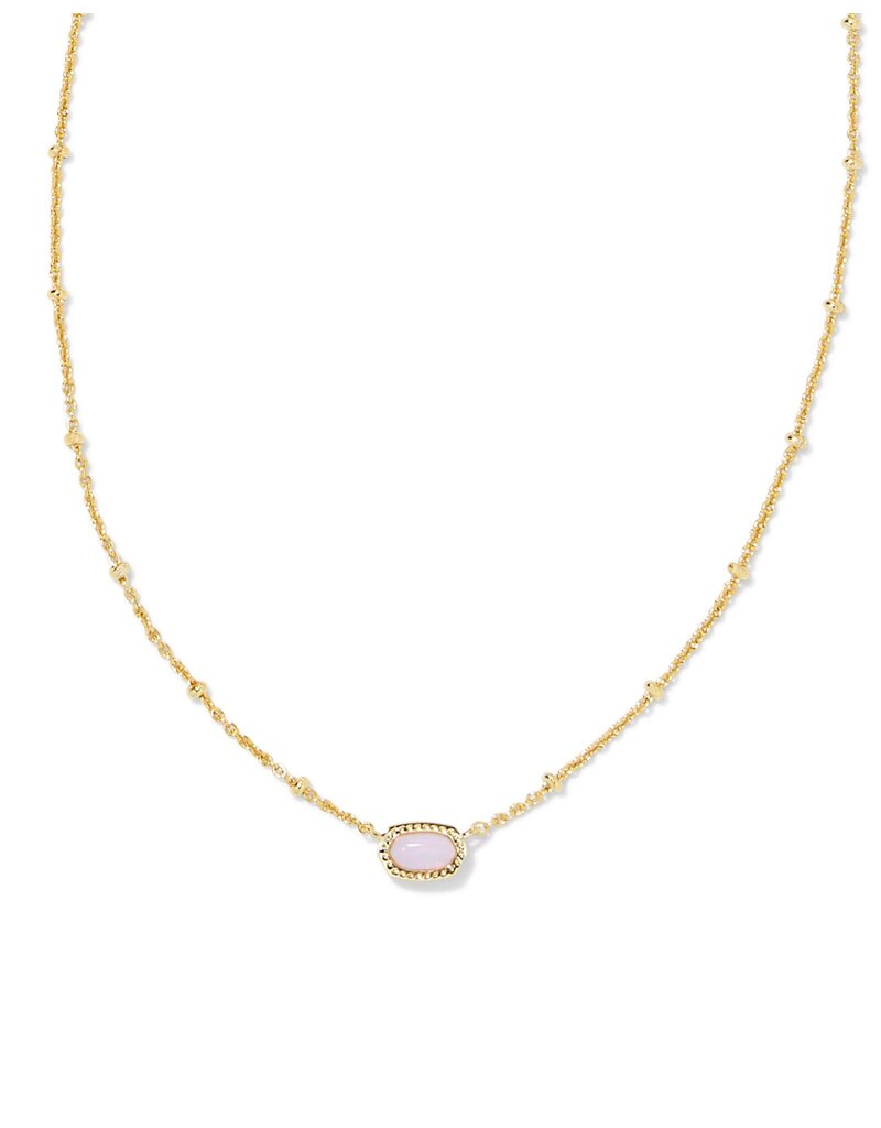 KENDRA SCOTT DESIGN Mini Elisa Gold Satellite Short Pendant Necklace in Pink Opalite Crystal