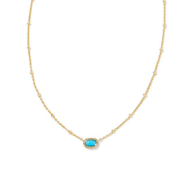 Mini Elisa Gold Satellite Short Pendant Necklace in Turquoise Magnesite