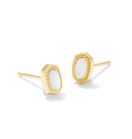 KENDRA SCOTT DESIGN Mini Ellie Gold Stud Earrings in Ivory Mother-of-Pearl