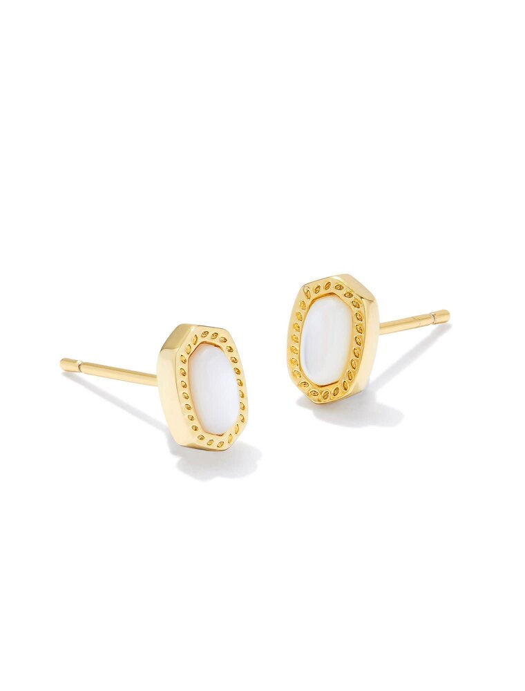 KENDRA SCOTT DESIGN Mini Ellie Gold Stud Earrings in Ivory Mother-of-Pearl