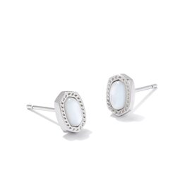 KENDRA SCOTT DESIGN Mini Ellie Silver Stud Earrings in Ivory Mother-of-Pearl