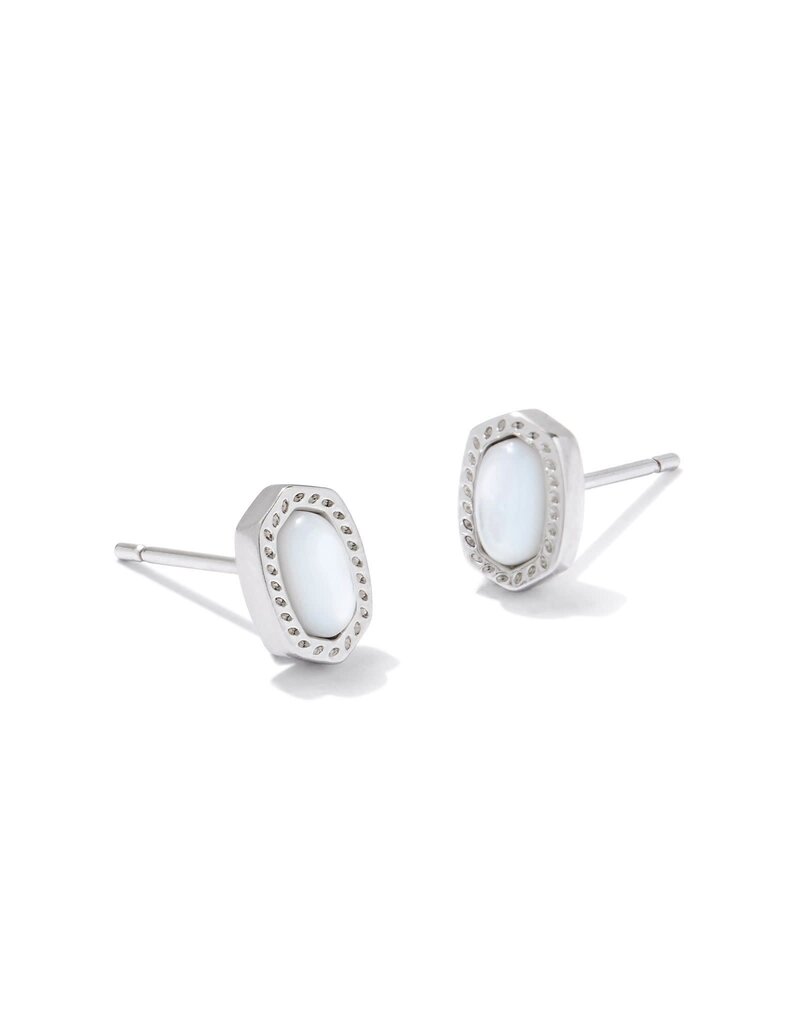 KENDRA SCOTT DESIGN Mini Ellie Silver Stud Earrings in Ivory Mother-of-Pearl