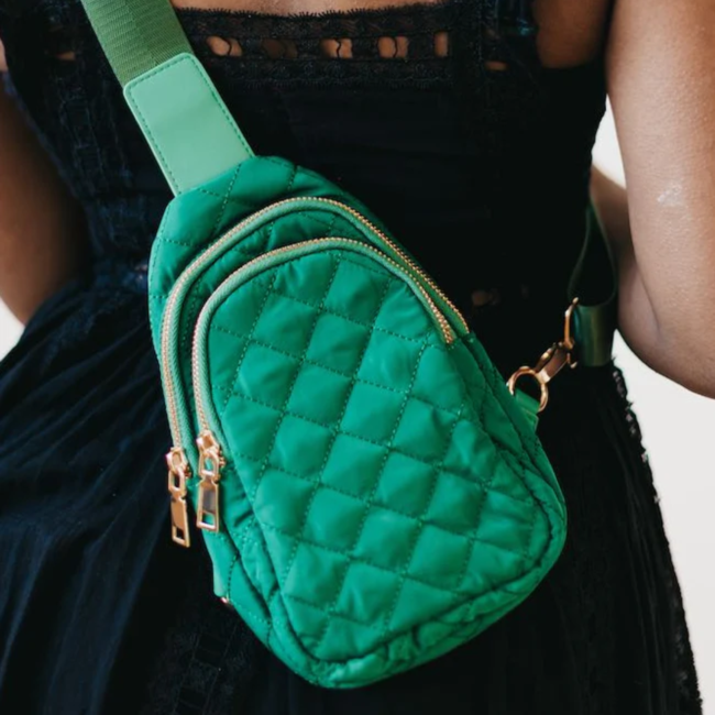 Pinelope Puffer Bum Bag in Emerald