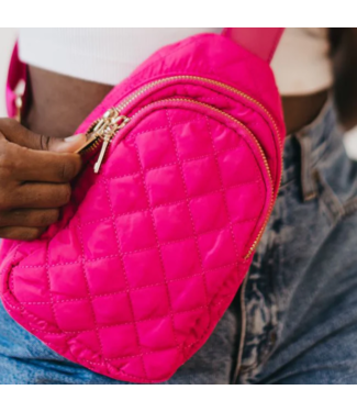 PRETTY SIMPLE Pinelope Puffer Bum Bag in Fuschia